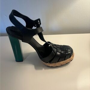 Tory Burch Leather and Raffia Heels.  Size 7.5